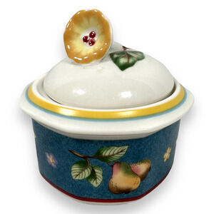 Villeroy & Boch Citta Campagna Sugar Bowl Porcelain Biella Fruits Flowers 4"